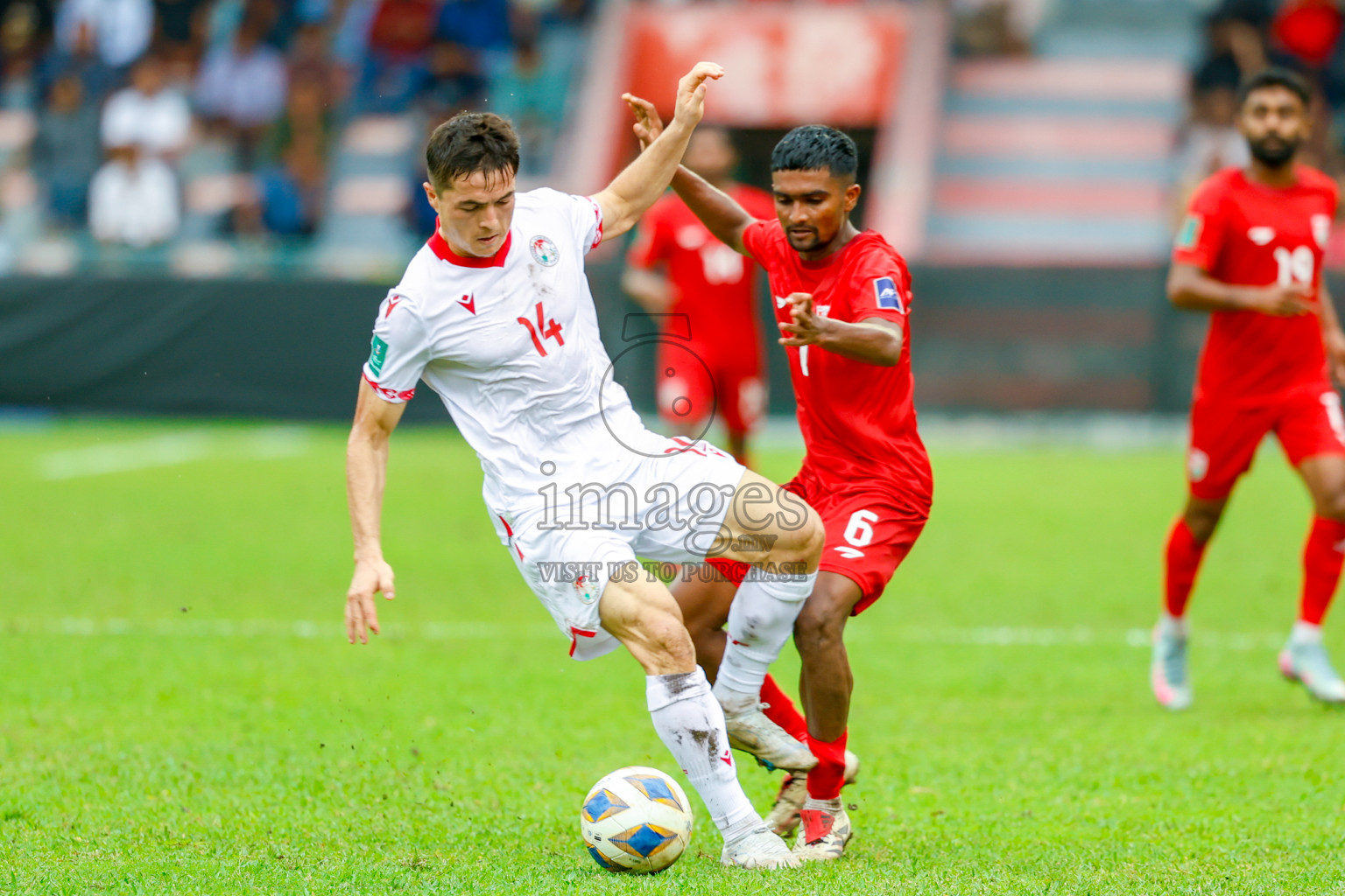 Maldives vs Tajikistan in the AFC Asian Cup Saudi Arabia 2027 Qualifier was played in Male' Maldives on Tuesday, 14th October 2025. 
Photos: Raaif Yoosuf / images.mv