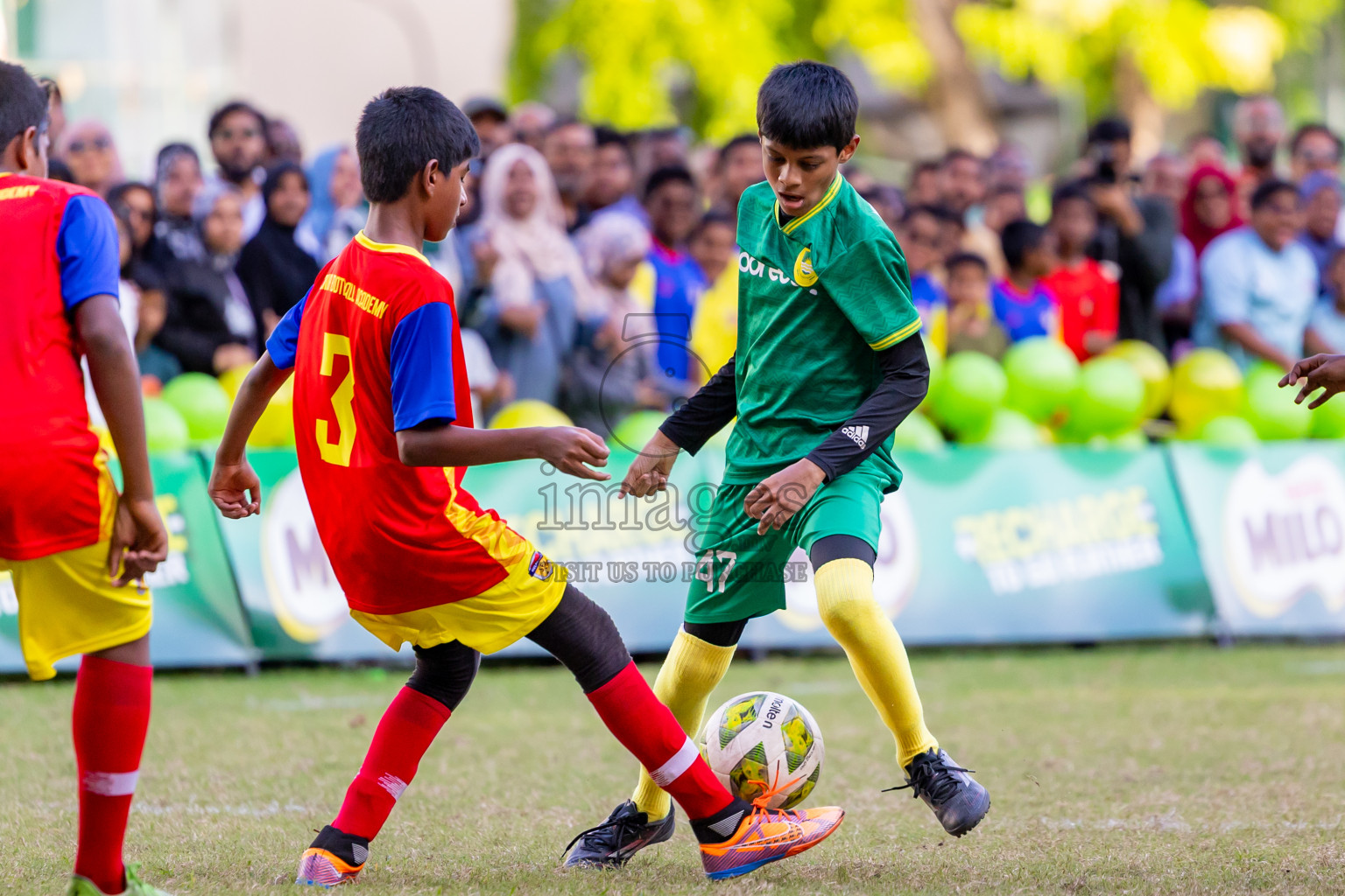 Day 3 of MILO Academy Championship 2025 (U-12) was held at Henveiru Stadium in Male', Maldives on Saturday, 3rd May 2025. Photos: Nausham Waheed / images.mv