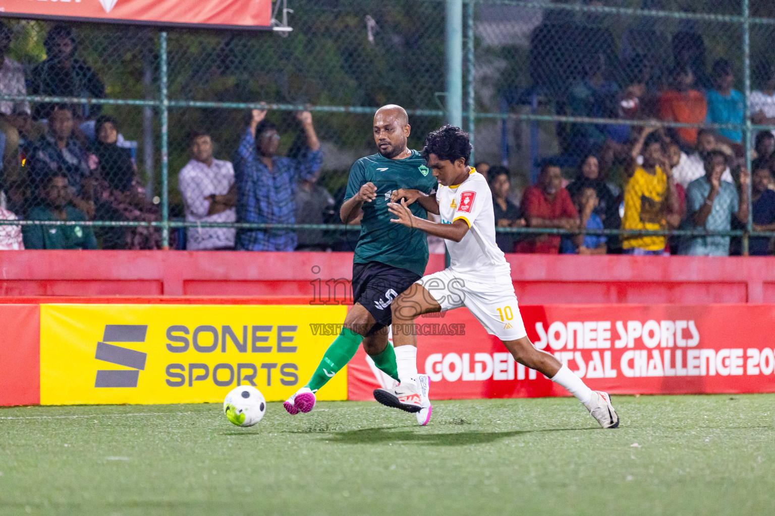 M Maduvvari vs M Raiymandhoo in Day 22 of Golden Futsal Challenge 2024 was held on Monday , 5th February 2024 in Hulhumale', Maldives Photos: Nausham Waheed / images.mv