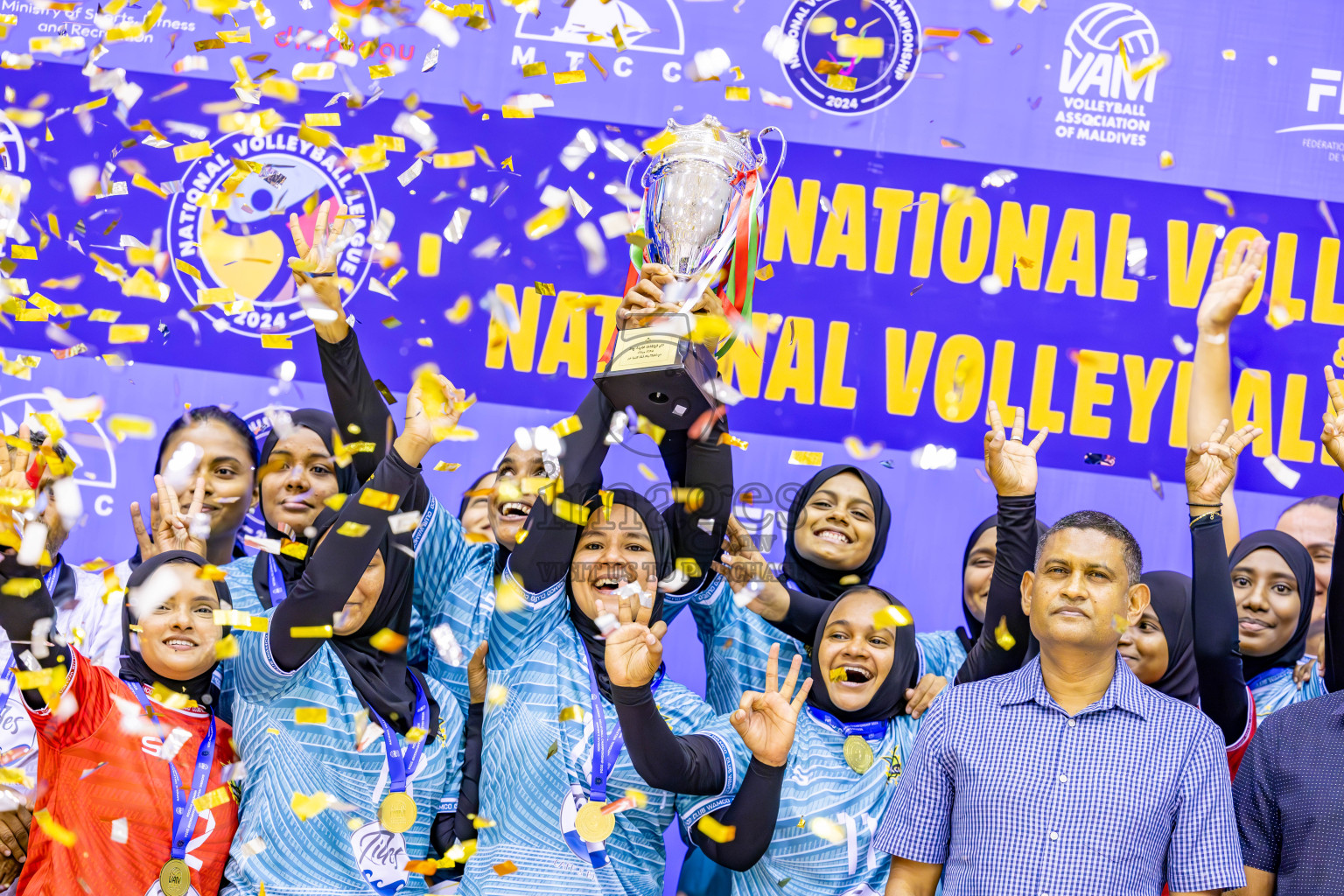 Club WAMCO vs Police Club in the final of National Volleyball Championship 2024 (women's division) was held in Social Center Indoor Hall on Thursday, 24th October 2024. 
Photos: Ismail Thoriq / images.mv