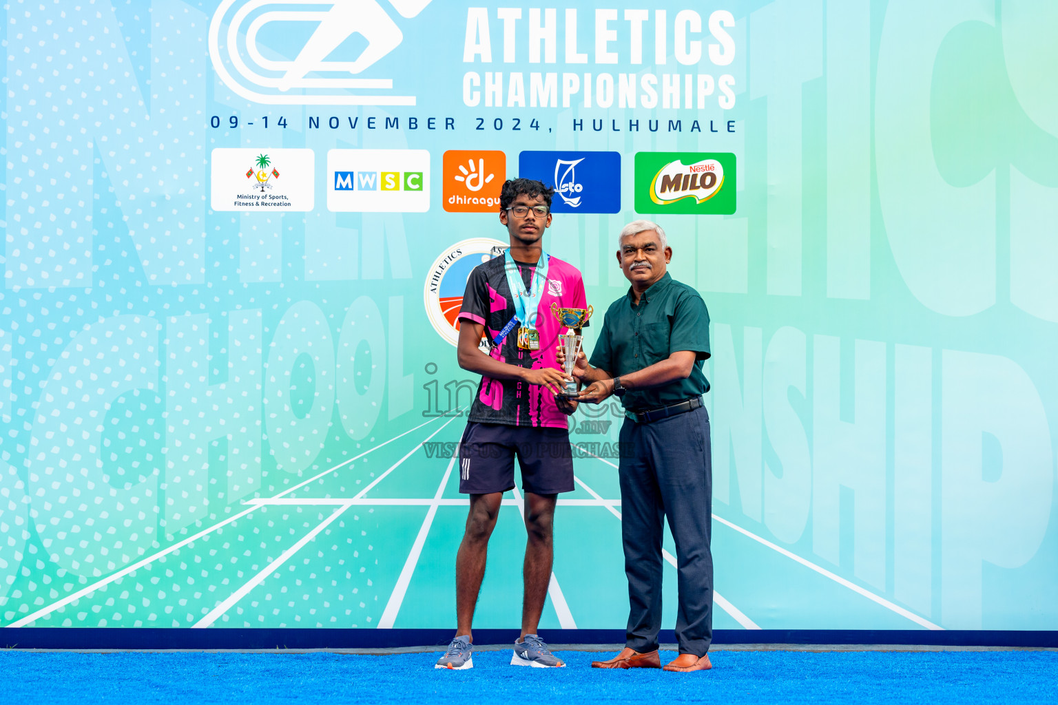 Day 6 of MWSC Interschool Athletics Championships 2024 held in Hulhumale Running Track, Hulhumale, Maldives on Thursday, 14th November 2024. Photos by: Nausham Waheed / Images.mv