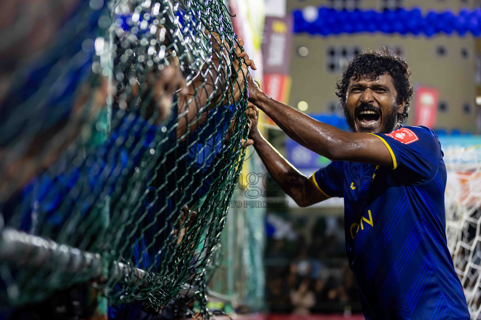 L. Gan VS B. Eydhafushi in the Finals of Golden Futsal Challenge 2024 which was held on Thursday, 7th March 2024, in Hulhumale', Maldives. 
Photos: Hassan Simah / images.mv