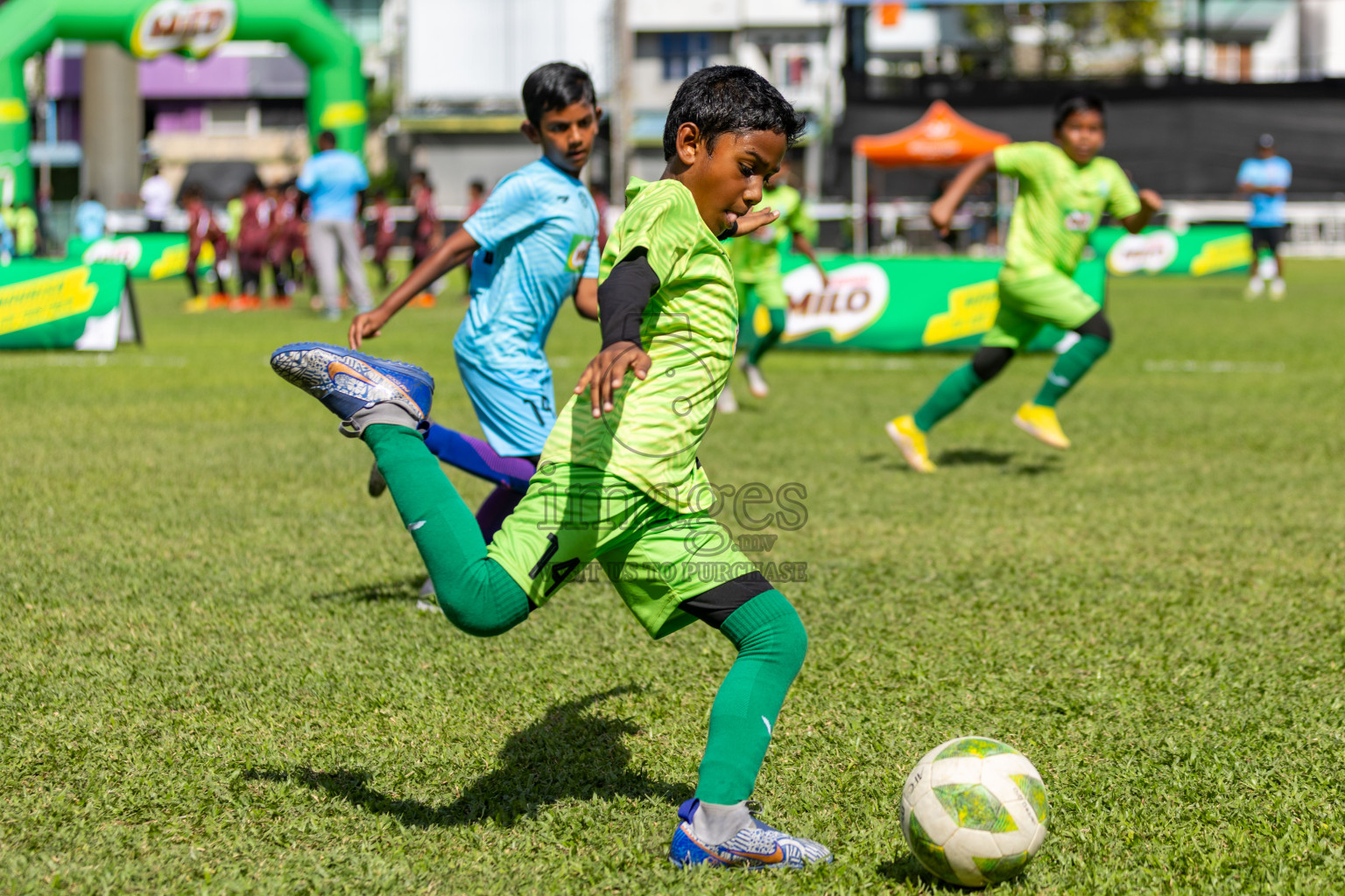 Day 1 of MILO Kids Football Fiesta was held at National Stadium in Male', Maldives on Friday, 23rd February 2024. Photos: Hassan Simah / images.mv