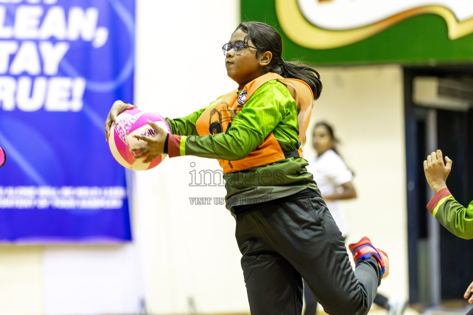 Netkids A vs Fionti A Team in Day 5 of 3rd Netball Junior Championship, held at Social Center on Thursday 23rd January 2025 . Photos: Shuu Abdul Sattar / images.mv