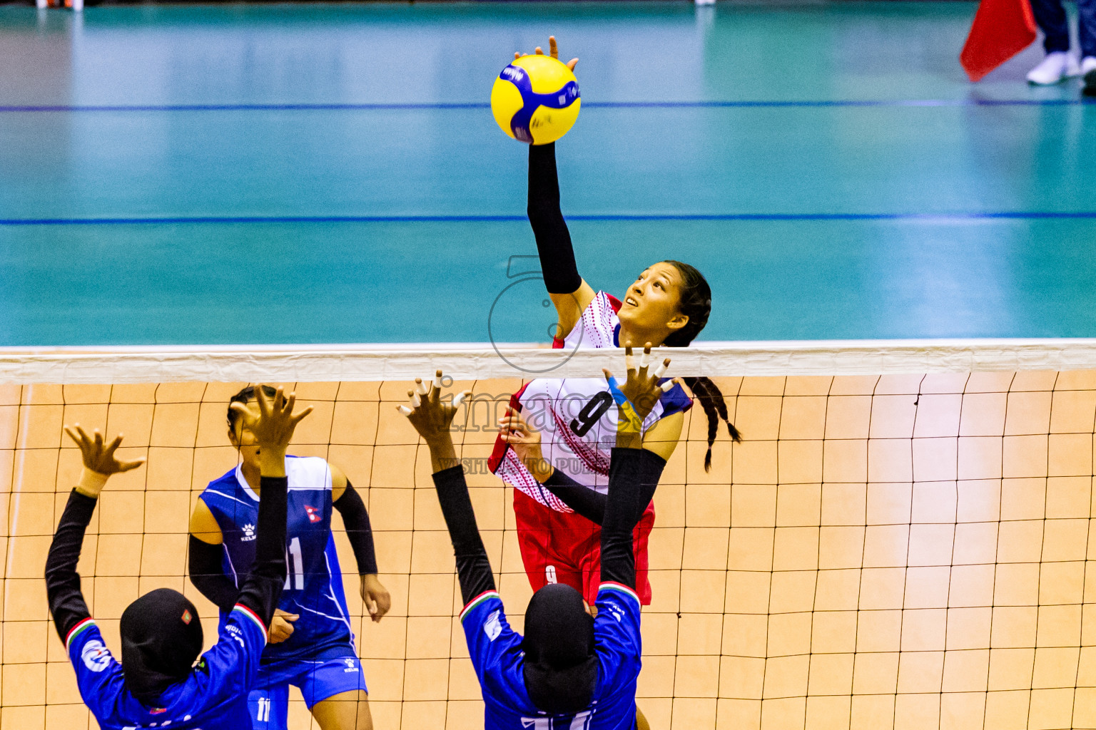 Nepal vs Maldives in Third Place Match of CAVA U20 Woman's Volleyball Championship 2024 was held in Social Center, Male', Maldives on 23rd July 2024. Photos: Nausham Waheed / images.mv