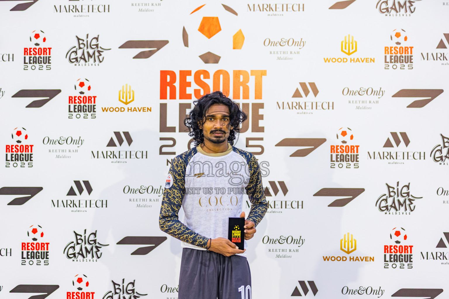 COCO Bodu Hithi vs Baros in Resort League 2025 (North Male Zone) day 9 was held on Thursday, 11th September 2025 in One And Only Reethi Rah Maldives Resort, Photos: Areef Adam / images.mv