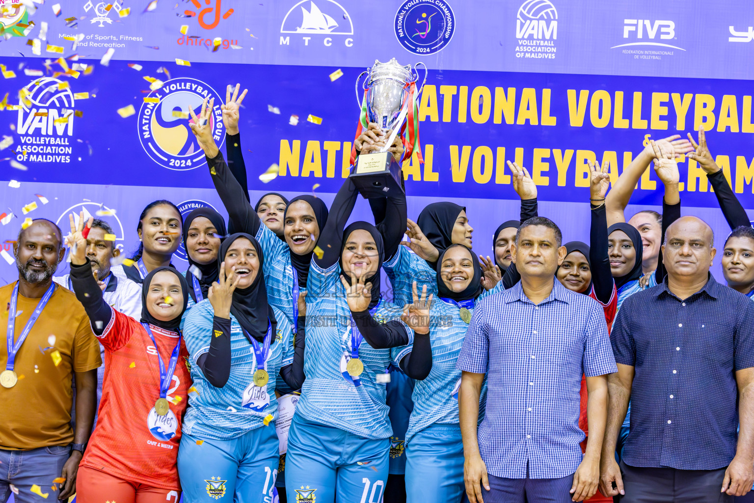 Club WAMCO vs Police Club in the final of National Volleyball Championship 2024 (women's division) was held in Social Center Indoor Hall on Thursday, 24th October 2024. 
Photos: Ismail Thoriq / images.mv