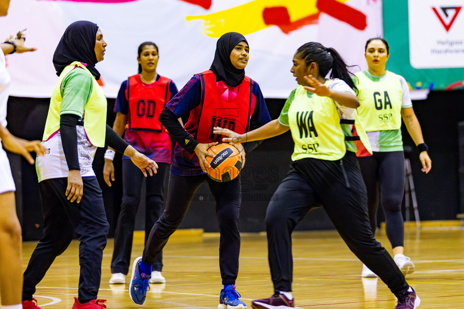 Club Green Street vs Club Matrix in Day 5 of 21st National Netball Tournament was held in Social Canter at Male', Maldives on Monday, 20th May 2024. Photos: Nausham Waheed / images.mv