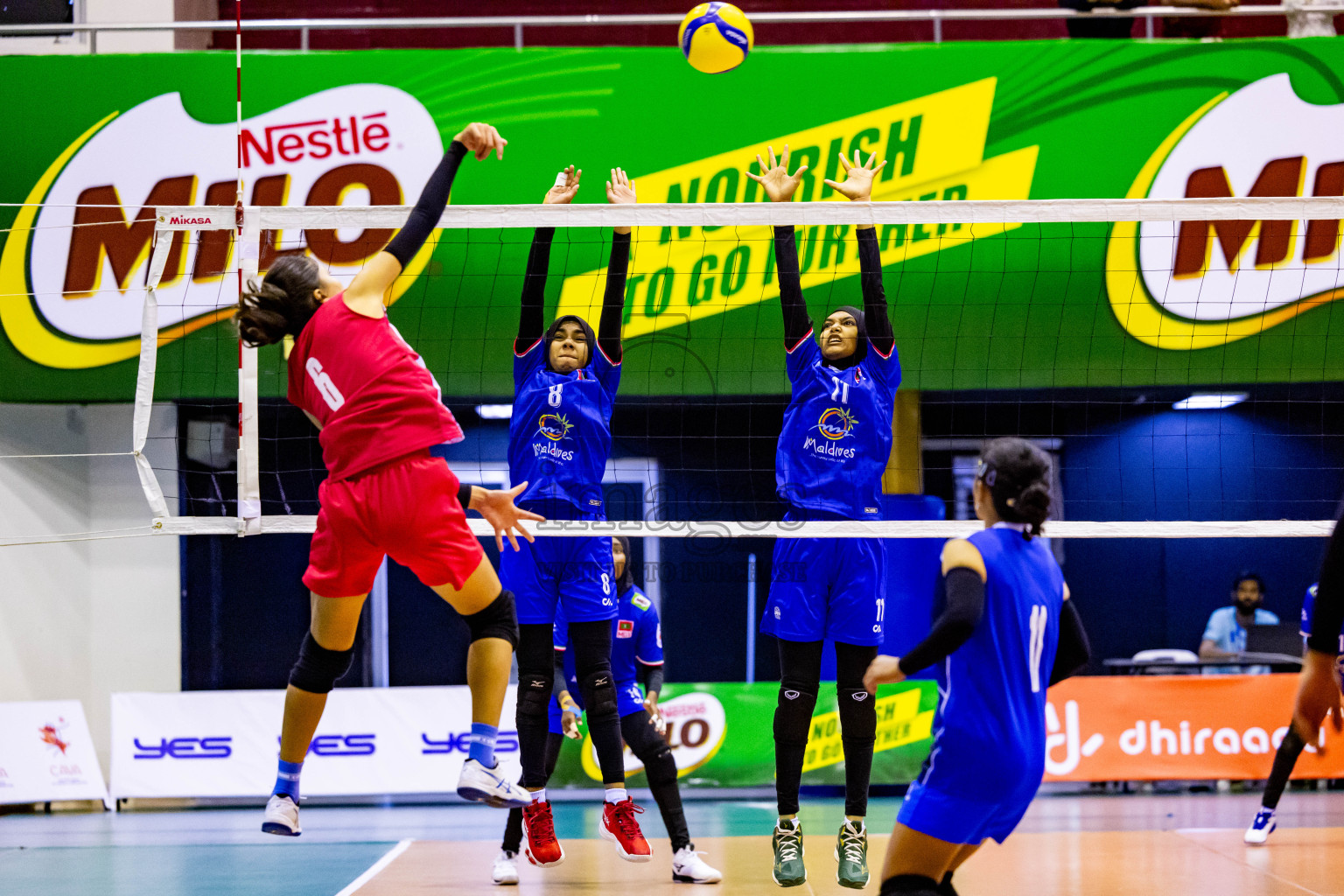 Nepal vs Maldives in Third Place Match of CAVA U20 Woman's Volleyball Championship 2024 was held in Social Center, Male', Maldives on 23rd July 2024. Photos: Nausham Waheed / images.mv