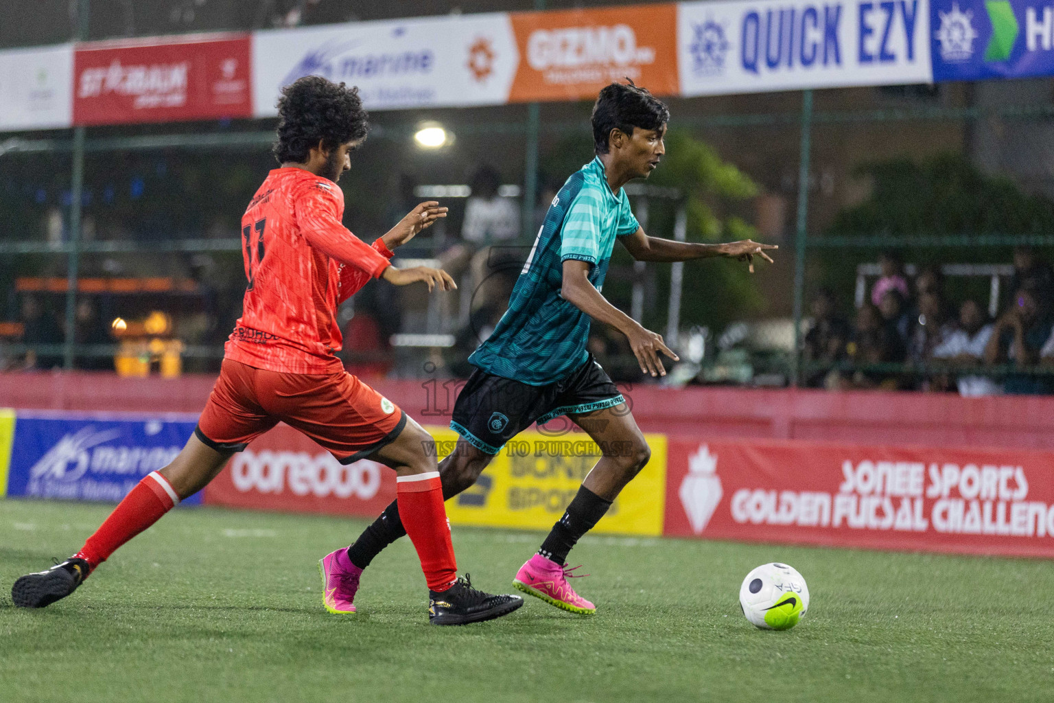 AA Feridhoo vs AA Bodufolhudhoo in Day 15 of Golden Futsal Challenge 2024 was held on Monday, 29th January 2024, in Hulhumale', Maldives Photos: Nausham Waheed / images.mv