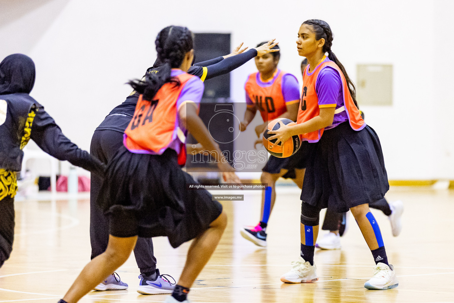 Day 9 of 24th Interschool Netball Tournament 2023 was held in Social Center, Male', Maldives on 4th November 2023. Photos: Hassan Simah / images.mv