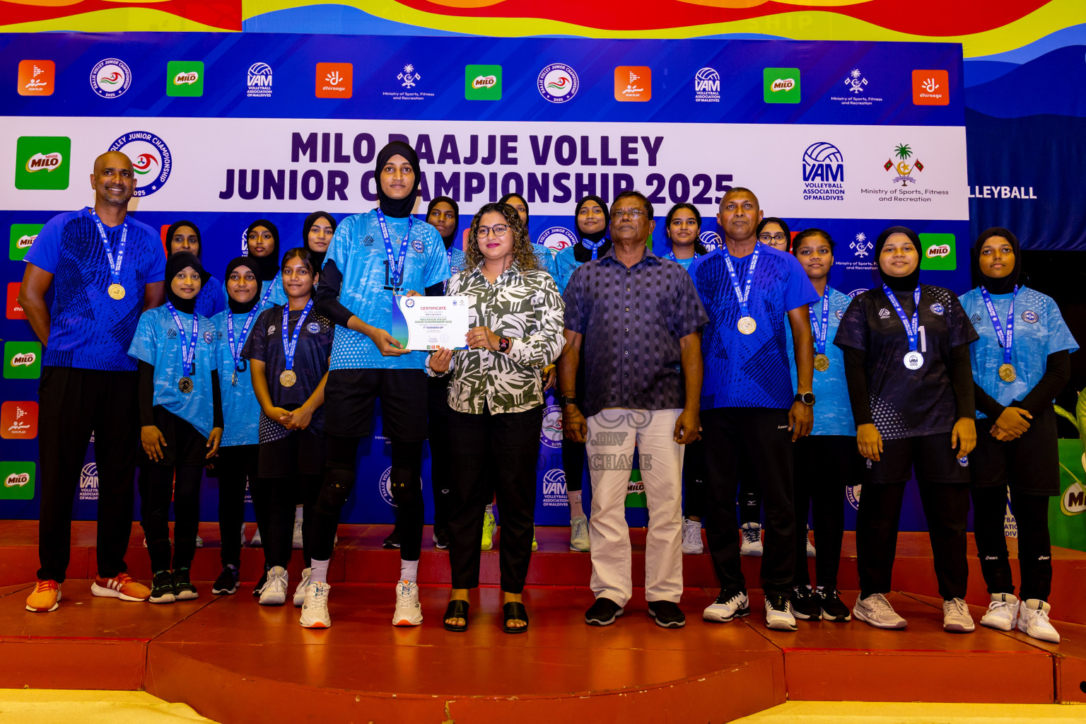 Male' City Team 1 vs Male' City Team 3 in the Finals of MILO Raajje Volley Junior Championship 2025 (U19 Girls) was held in Social Center Indoor Hall, Maldives on Sunday, 28th September 2025. Photos: Nausham Waheed / images.mv