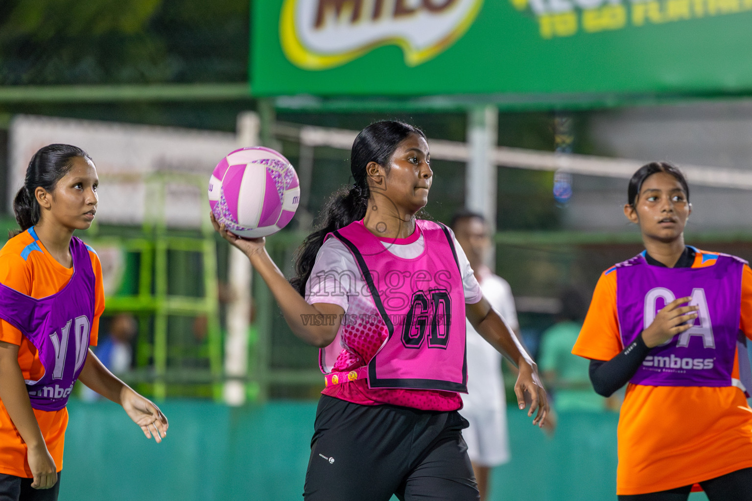 Invicto Sports Club vs N Sports Academy in Division 2 of National Netball Tournament 2025 held in Ekuveni Netball Court at Male', Maldives on Wednesday, 21st May 2025. Photos: Mohamed Mahfooz Moosa / images.mv