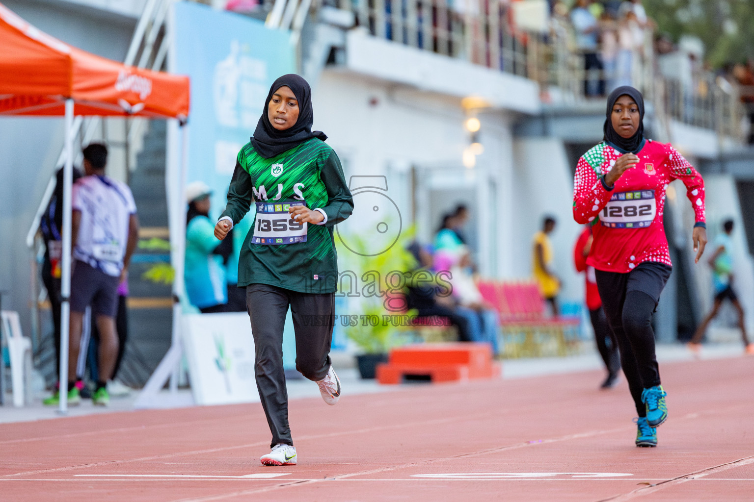 Day 2 of MWSC Interschool Athletics Championships 2024 held in Hulhumale Running Track, Hulhumale, Maldives on Sunday, 10th November 2024. 
Photos by: Hassan Simah / Images.mv