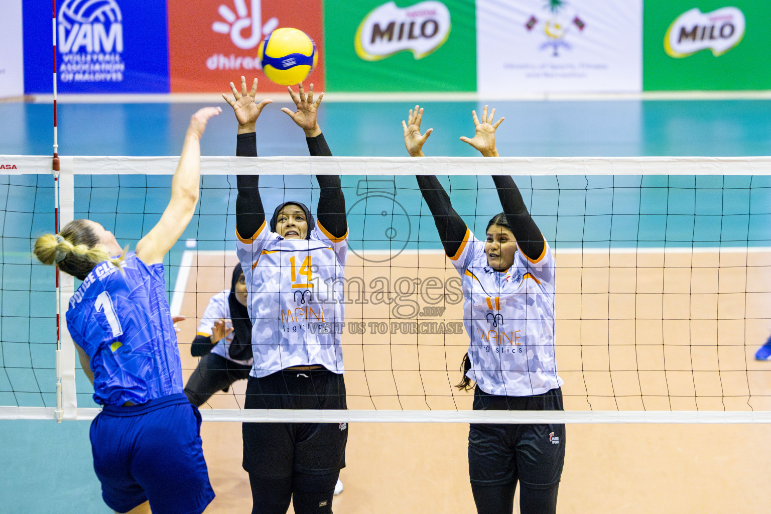 Police Club vs Flexor Sports Club in Day 1 of National Volleyball League 2025 - Women's Division held in Male', Maldives on Saturday, 19th April 2025 at Social Center Indoor Hall Photos 
By: Hassan Simah / images.mv