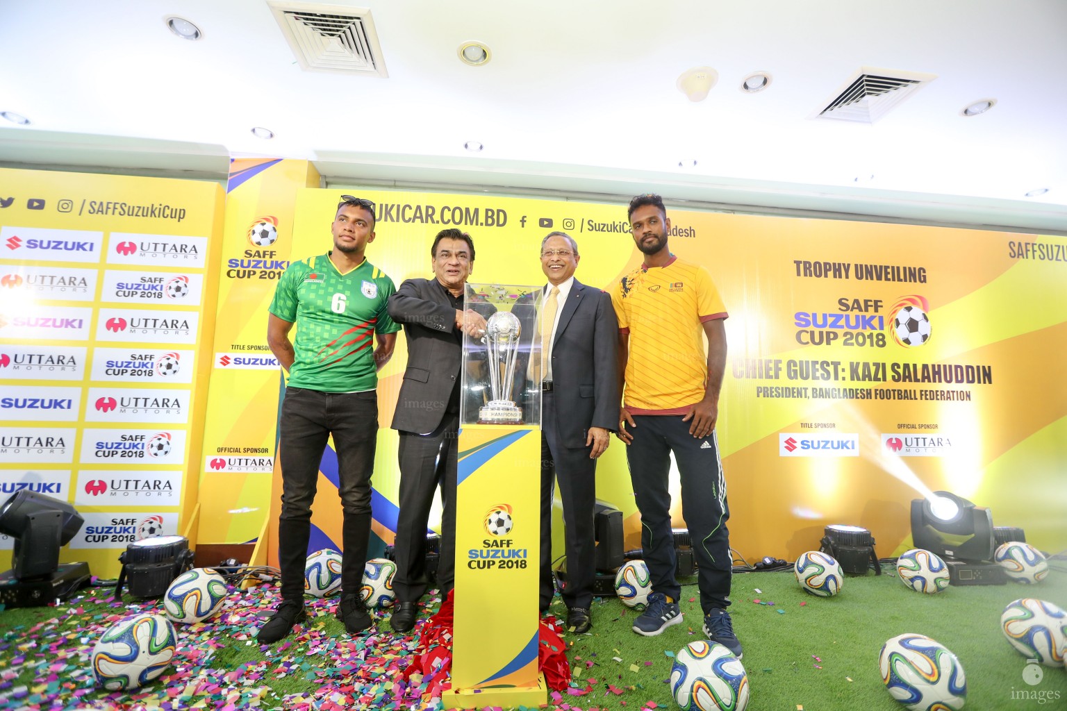 SAFF Suzuki Cup Trophy unveiling ceremony hosted by Bangladesh Football Federation in Dhaka, Bangladesh, Sunday, September 02, 2018. (Images.mv Photo/ Hussain Sinan). 