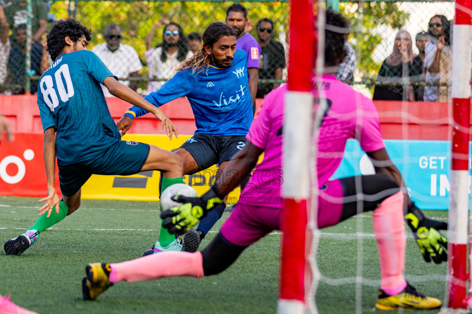 K. Maafushi vs K. Guraidhoo in Day 19 of Golden Futsal Challenge 2024 was held on Friday, 2nd February 2024 in Hulhumale', Maldives 
Photos: Hassan Simah / images.mv