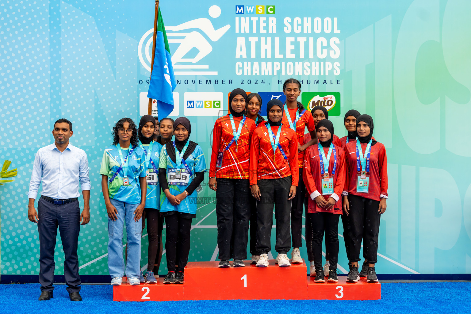 Day 6 of MWSC Interschool Athletics Championships 2024 held in Hulhumale Running Track, Hulhumale, Maldives on Thursday, 14th November 2024. Photos by: Nausham Waheed / Images.mv