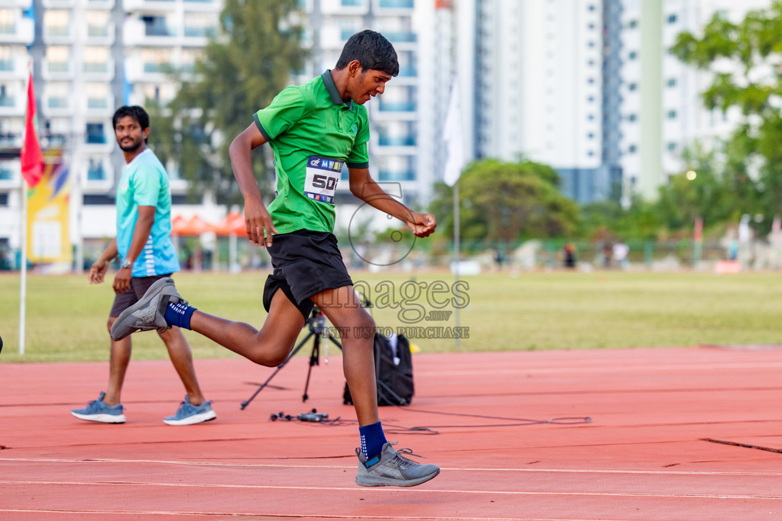 Day 1 of MWSC Interschool Athletics Championships 2024 held in Hulhumale Running Track, Hulhumale, Maldives on Saturday, 9th November 2024. 
Photos by: Hassan Simah / Images.mv