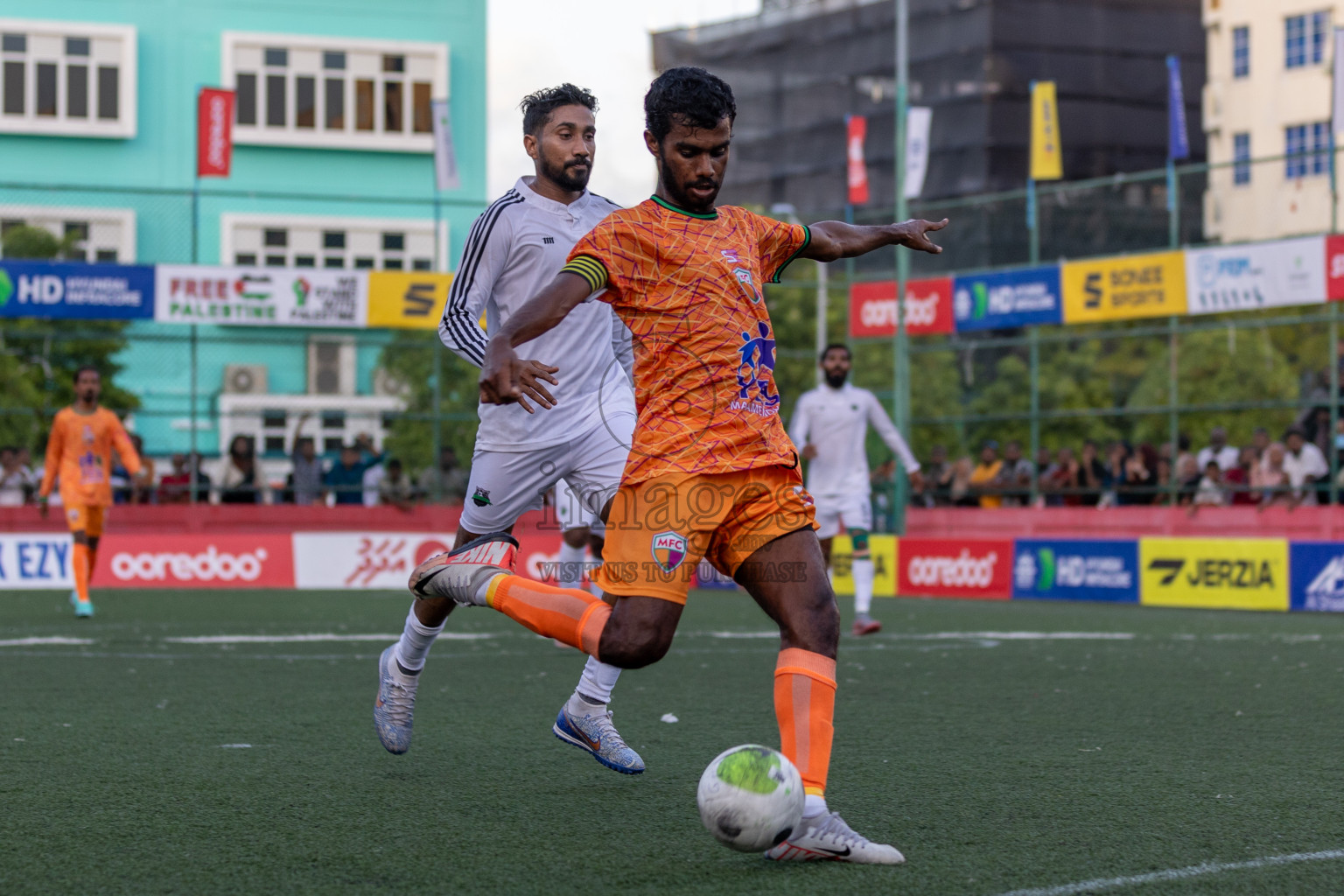 GA Dhaandhoo vs GA Maamendhoo in Day 5 of Golden Futsal Challenge 2024 was held on Friday, 19th January 2024, in Hulhumale', Maldives Photos: Mohamed Mahfooz Moosa / images.mv