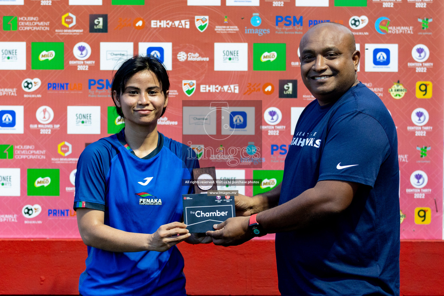 Team Fenaka vs Club MYS in Eighteen Thirty Women's Futsal Fiesta 2022 was held in Hulhumale', Maldives on Monday, 17th October 2022. Photos: Mohamed Mahfooz Moosa / images.mv