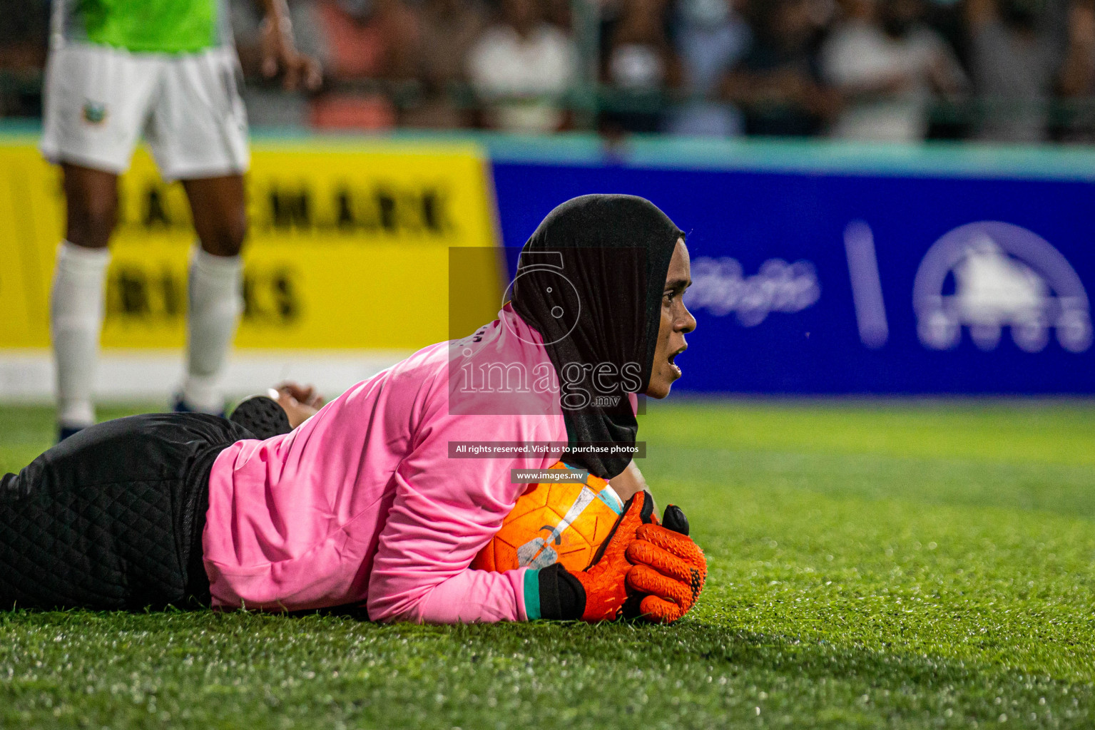 Club WAMCO vs DSC in the Semi Finals of 18/30 Women's Futsal Fiesta 2021 held in Hulhumale, Maldives on 14th December 2021. Photos: Shu Abdul Sattar / images.mv