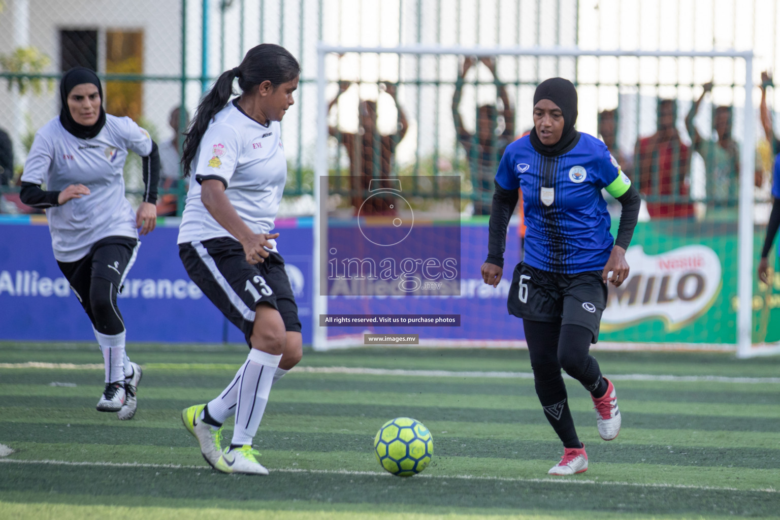 Maldives Ports Limited vs Dhivehi Sifainge Club in the semi finals of 18/30 Women's Futsal Fiesta 2019 on 27th April 2019, held in Hulhumale Photos: Hassan Simah / images.mv