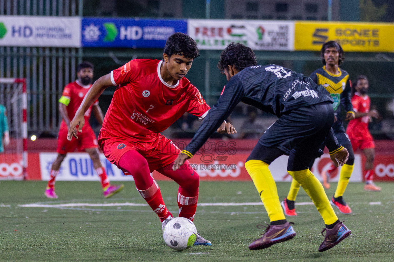 F Dharanboodhoo vs F Magoodhoo in Day 8 of Golden Futsal Challenge 2024 was held on Monday, 22nd January 2024, in Hulhumale', Maldives Photos: Mohamed Mahfooz Moosa / images.mv