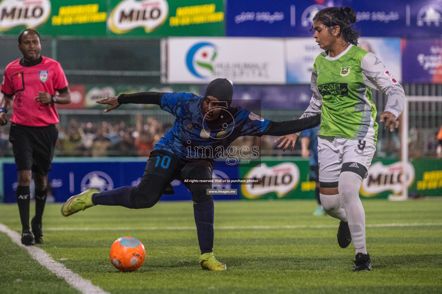 Ports Limited vs WAMCO - in the Finals 18/30 Women's Futsal Fiesta 2021 held in Hulhumale, Maldives on 18 December 2021. Photos by Nausham Waheed & Shuu Abdul Sattar