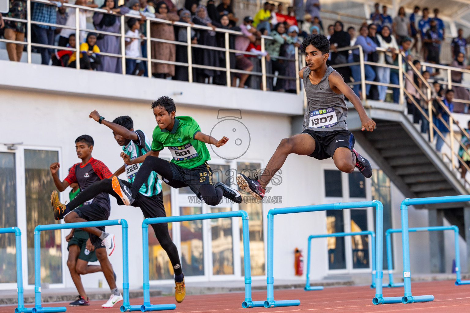 Day 4 of MWSC Interschool Athletics Championships 2024 held in Hulhumale Running Track, Hulhumale, Maldives on Tuesday, 12th November 2024. Photos by: Ismail Thoriq / Images.mv