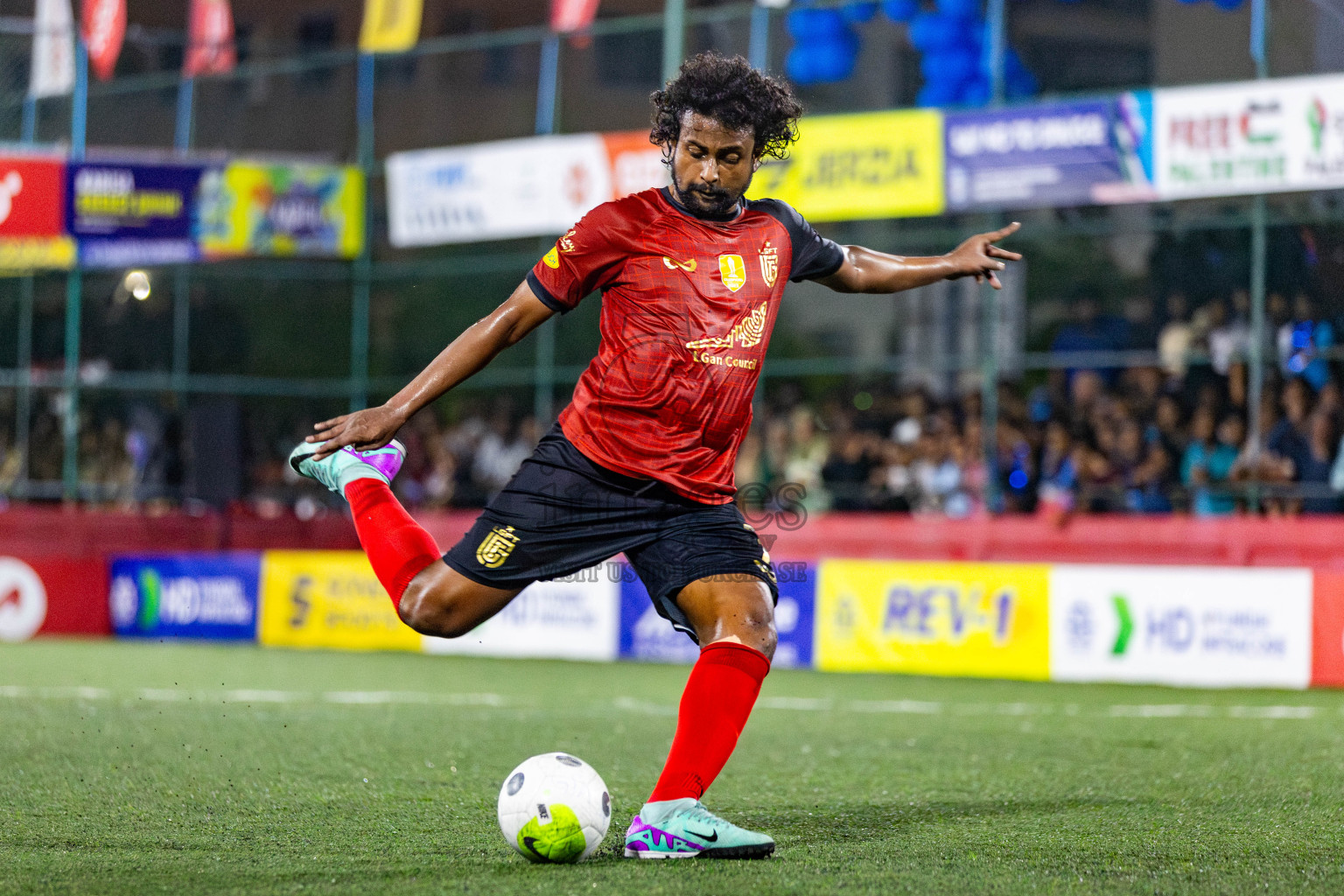 AA Mathiveri vs L Gan in Quarter Finals of Golden Futsal Challenge 2024 which was held on Friday, 1st March 2024, in Hulhumale', Maldives Photos: Nausham Waheed / images.mv