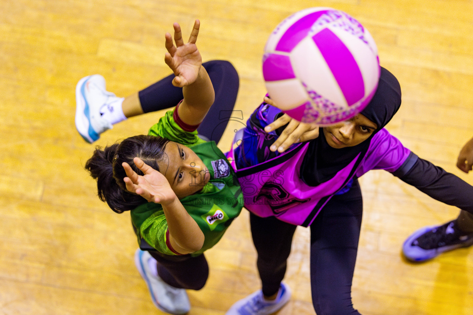 N Sports Acamdemy A vs Fiontti Sports Club in Day 3 of 3rd Netball Junior Championship, held at Social Center on Tuesday, 21st January 2025 . Photos: Nausham Waheed / images.mv
