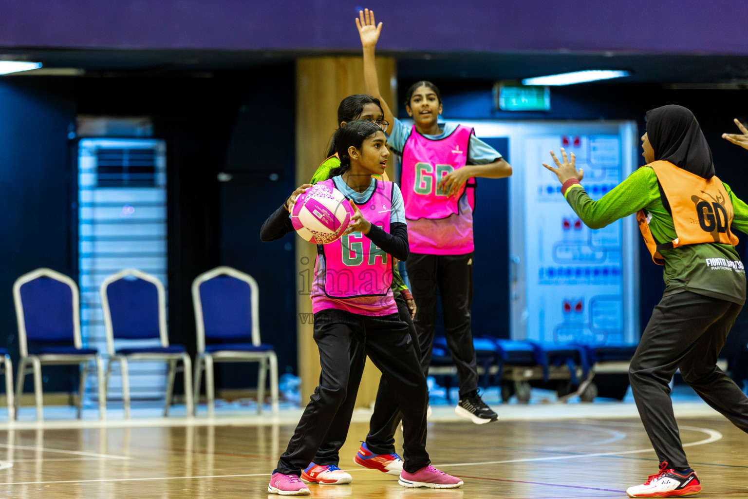 Netkids A vs Fionti A Team in Day 5 of 3rd Netball Junior Championship, held at Social Center on Thursday 23rd January 2025 . Photos: Shuu Abdul Sattar / images.mv