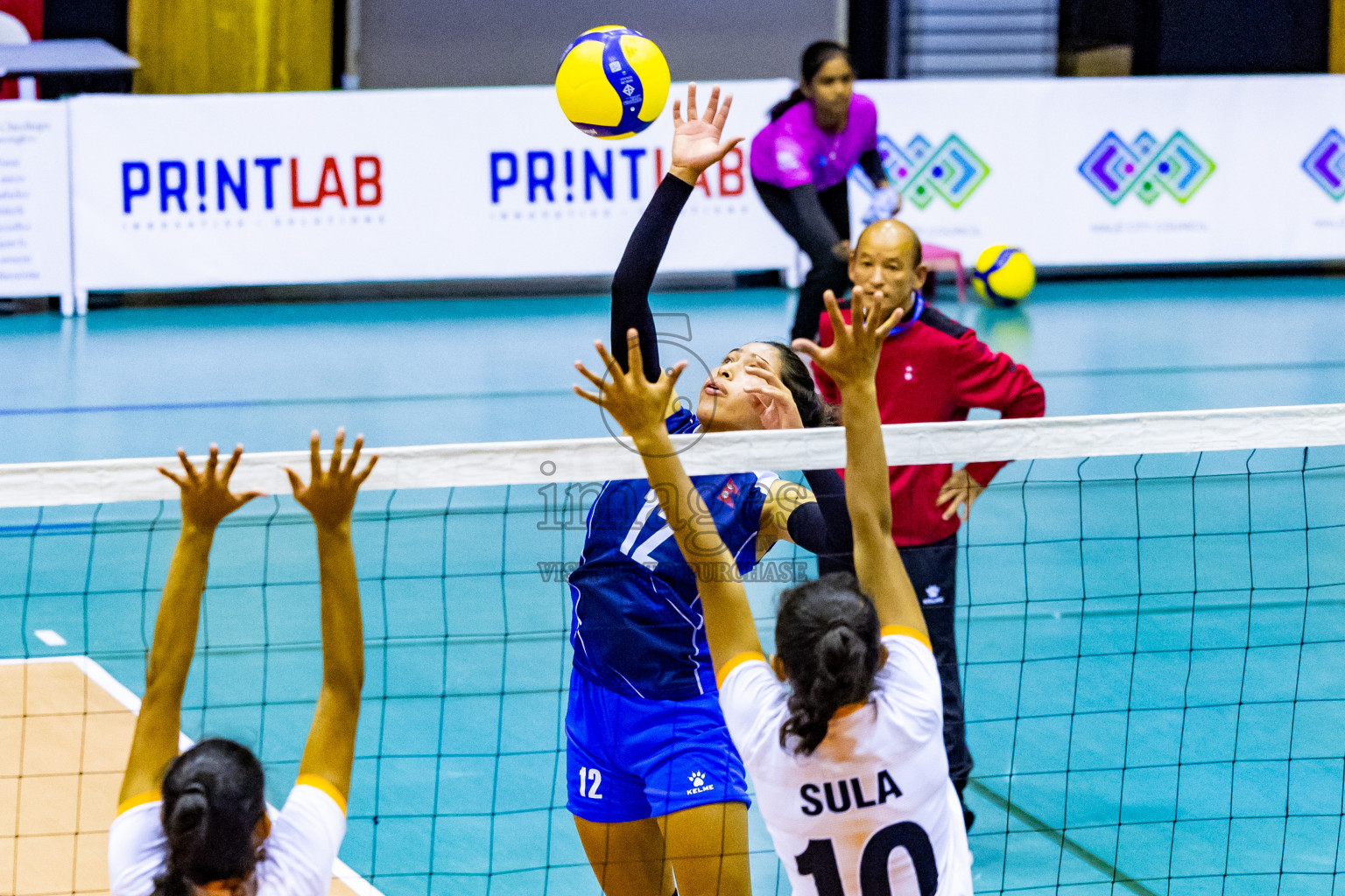 Nepal vs Sri Lanka in Day 1 of CAVA U20 Woman's Volleyball Championship 2024 was held in Social Center, Male', Maldives on 18th July 2024. Photos: Nausham Waheed / images.mv