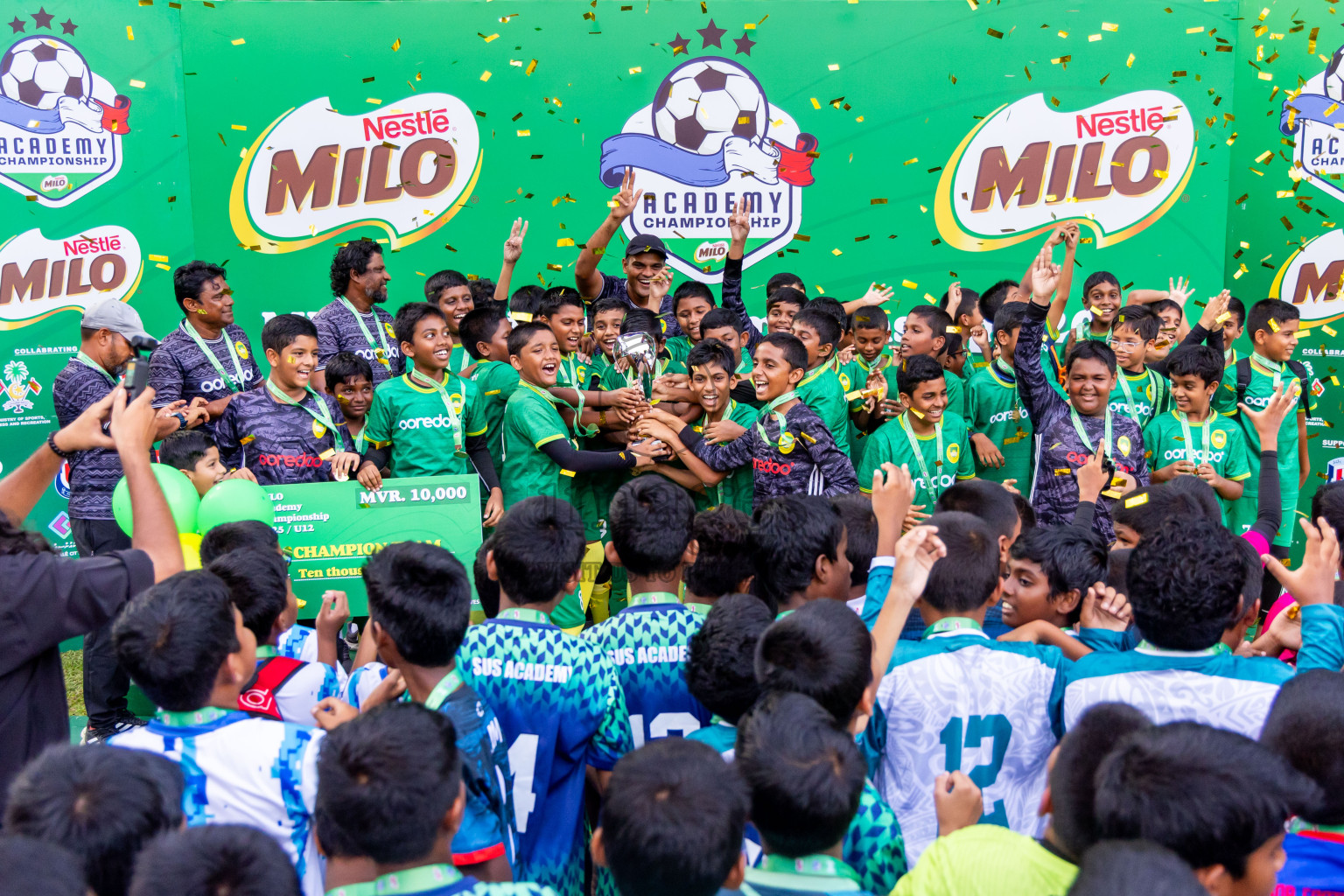 Day 3 of MILO Academy Championship 2025 (U-12) was held at Henveiru Stadium in Male', Maldives on Saturday, 3rd May 2025. Photos: Nausham Waheed / images.mv