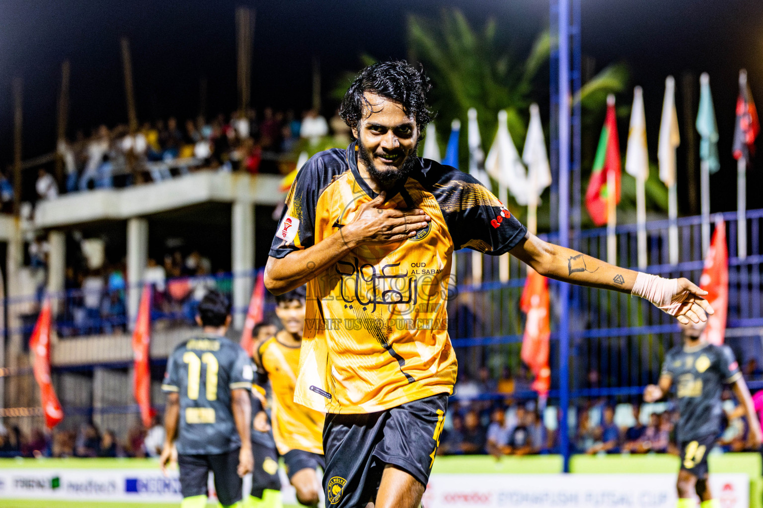 All Wolves vs Afro SC in Day 7 of Eydhafushi Futsal Cup 2024 was held on Sunday , 14th April 2024, in B Eydhafushi, Maldives Photos: Nausham Waheed / images.mv