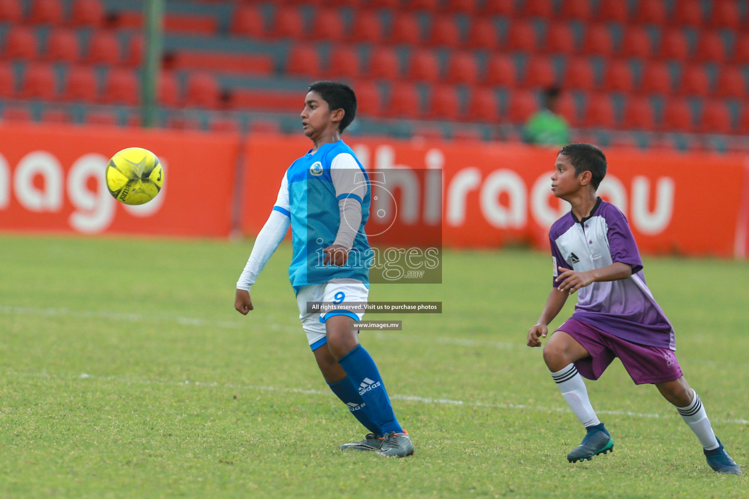 Hiriya School vs LH.EDU.CENTRE in MAMEN Inter School Football Tournament 2019 (U13) in Male, Maldives on 19th April 2019 Photos: Hassan Simah/images.mv