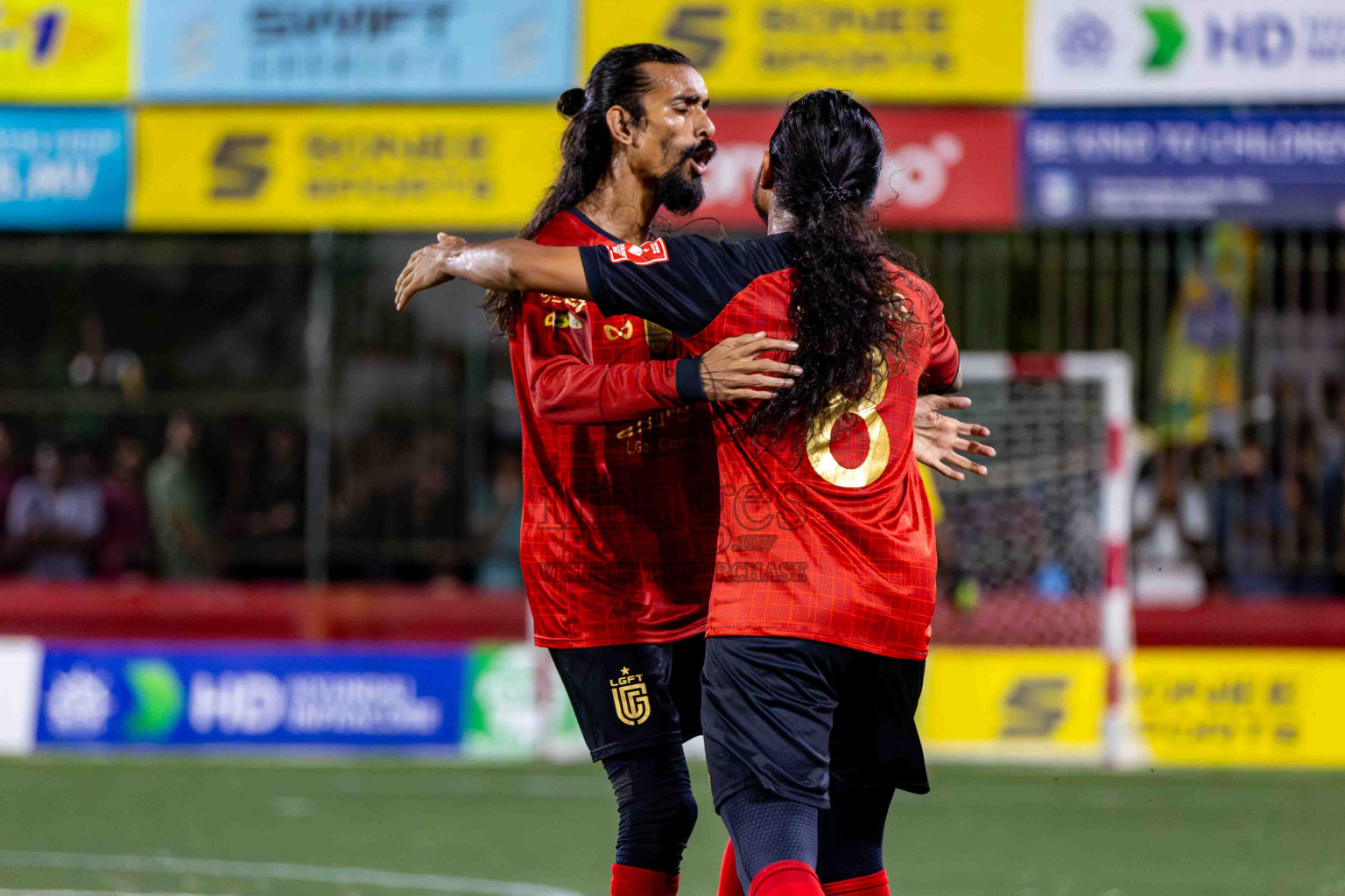 L. Gan VS B. Eydhafushi in the Finals of Golden Futsal Challenge 2024 which was held on Thursday, 7th March 2024, in Hulhumale', Maldives. 
Photos: Hassan Simah / images.mv