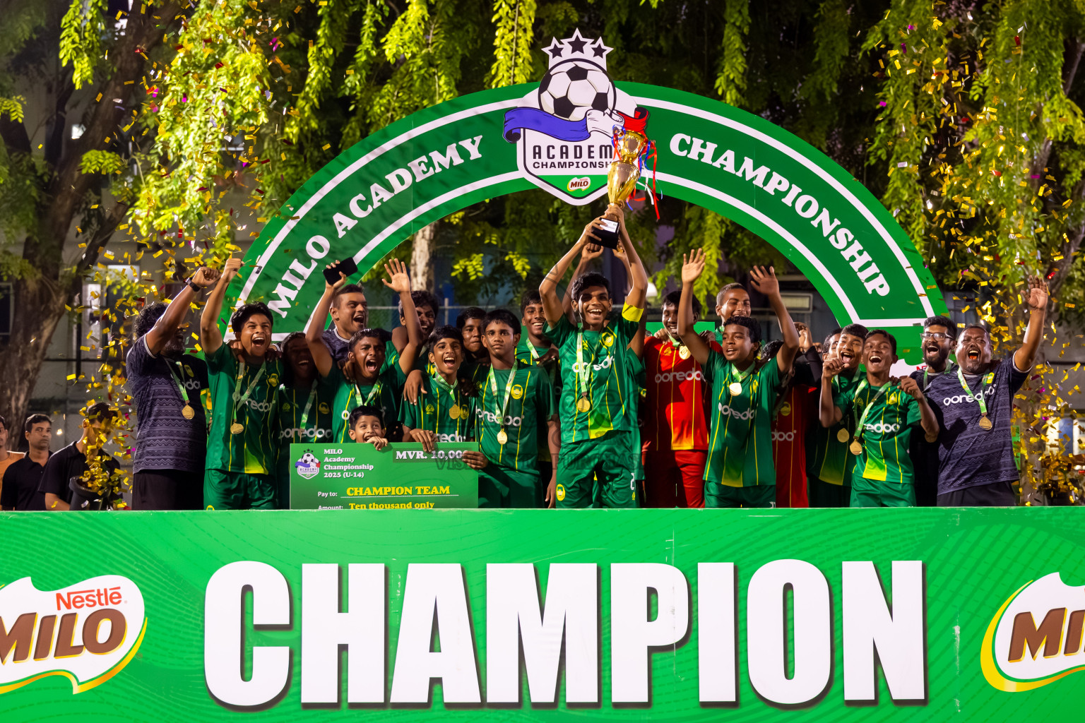 Day 5 of MILO Academy Championship 2025 (U14) was held on Monday, 3rd November 2025 at Henveiru Football Grounds, Male', Maldives . Photos: Nausham Waheed / images.mv