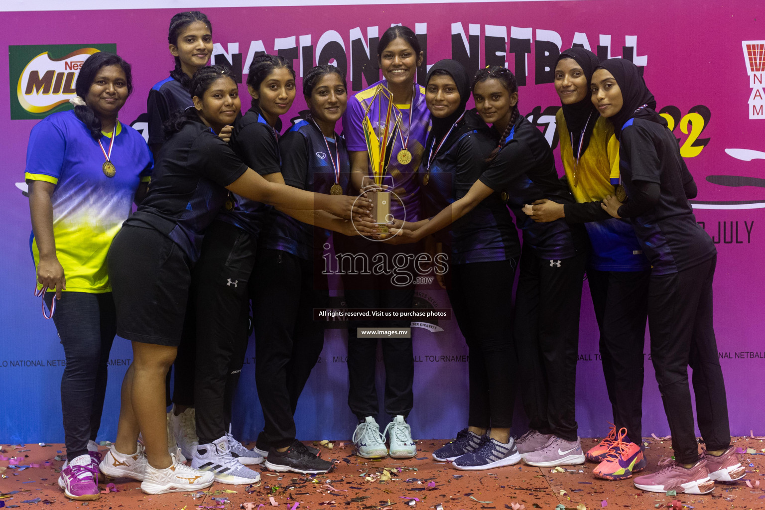 Club Green Streets vs Kulhudhufushi Y&RC in the 1st Division Final of Milo National Netball Tournament 2022 on 22nd July 2022 held in Social Center, Male', Maldives. Photographer: Shuu / images.mv