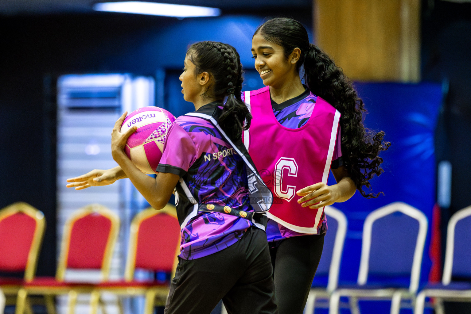 N Sports Academy B vs N Sports Academy A in Day 6 of 3rd Netball Junior Championship, held at Social Center on Friday 24th January 2025 . Photos: Shuu Abdul Sattar / images.mv