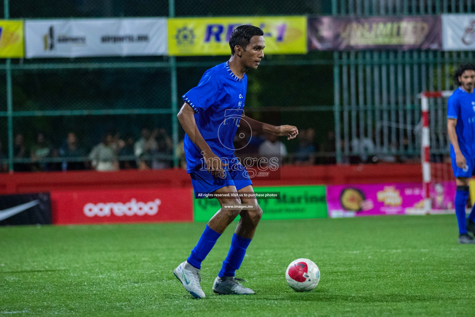 R. Meedhoo vs R. Inguraidhoo in Day 7 of Golden Futsal Challenge 2023 on 11 February 2023 in Hulhumale, Male, Maldives