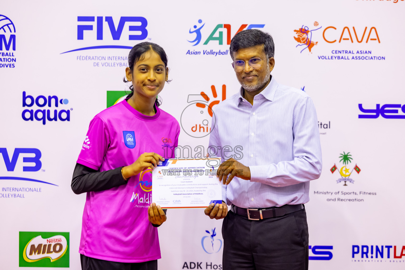 Sri Lanka vs Maldives in Semi Final of CAVA U20 Woman's Volleyball Championship 2024 was held in Social Center, Male', Maldives on 22nd July 2024. Photos: Nausham Waheed / images.mv