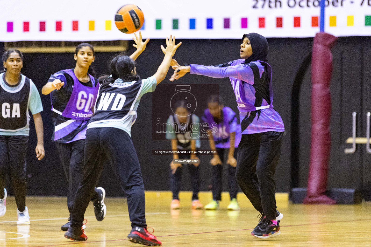 Day 11 of 24th Interschool Netball Tournament 2023 was held in Social Center, Male', Maldives on 6th November 2023. Photos: Nausham Waheed / images.mv