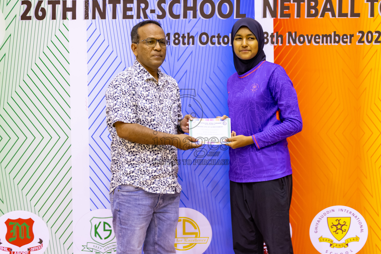 Day 13 of 26th Inter-School Netball Tournament 2025 was held in Social Center Indoor Hall on Saturday, 1st November 2025. 
Photos: Hassan Simah / images.mv