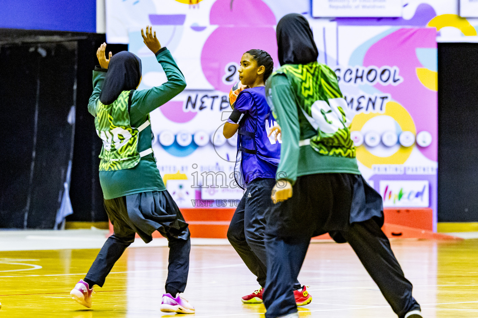 Day 3 of 25th Inter-School Netball Tournament was held in Social Center at Male', Maldives on Sunday, 11th August 2024. Photos: Nausham Waheed / images.mv