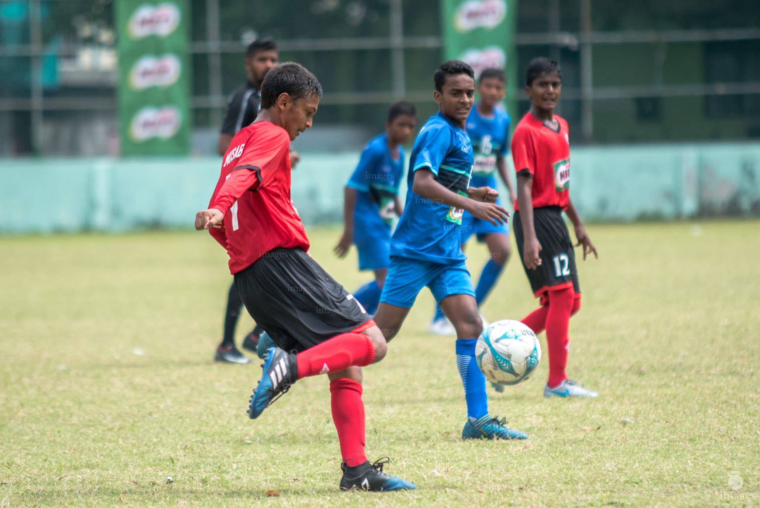 Milo Inter-school Football Tournament- Under 14 Jamaluddin School vs Iskandar School  In Henveiru Stadium at 1415. Monday 12th March 2018  in Male' Maldives. Images.mv Photo/ Abdulla Abeedh