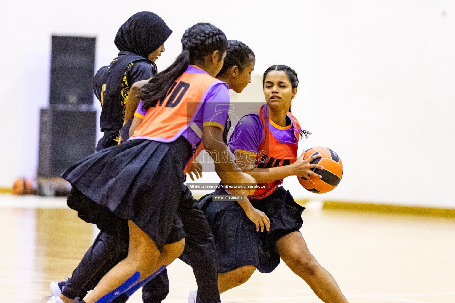 Day 9 of 24th Interschool Netball Tournament 2023 was held in Social Center, Male', Maldives on 4th November 2023. Photos: Hassan Simah / images.mv