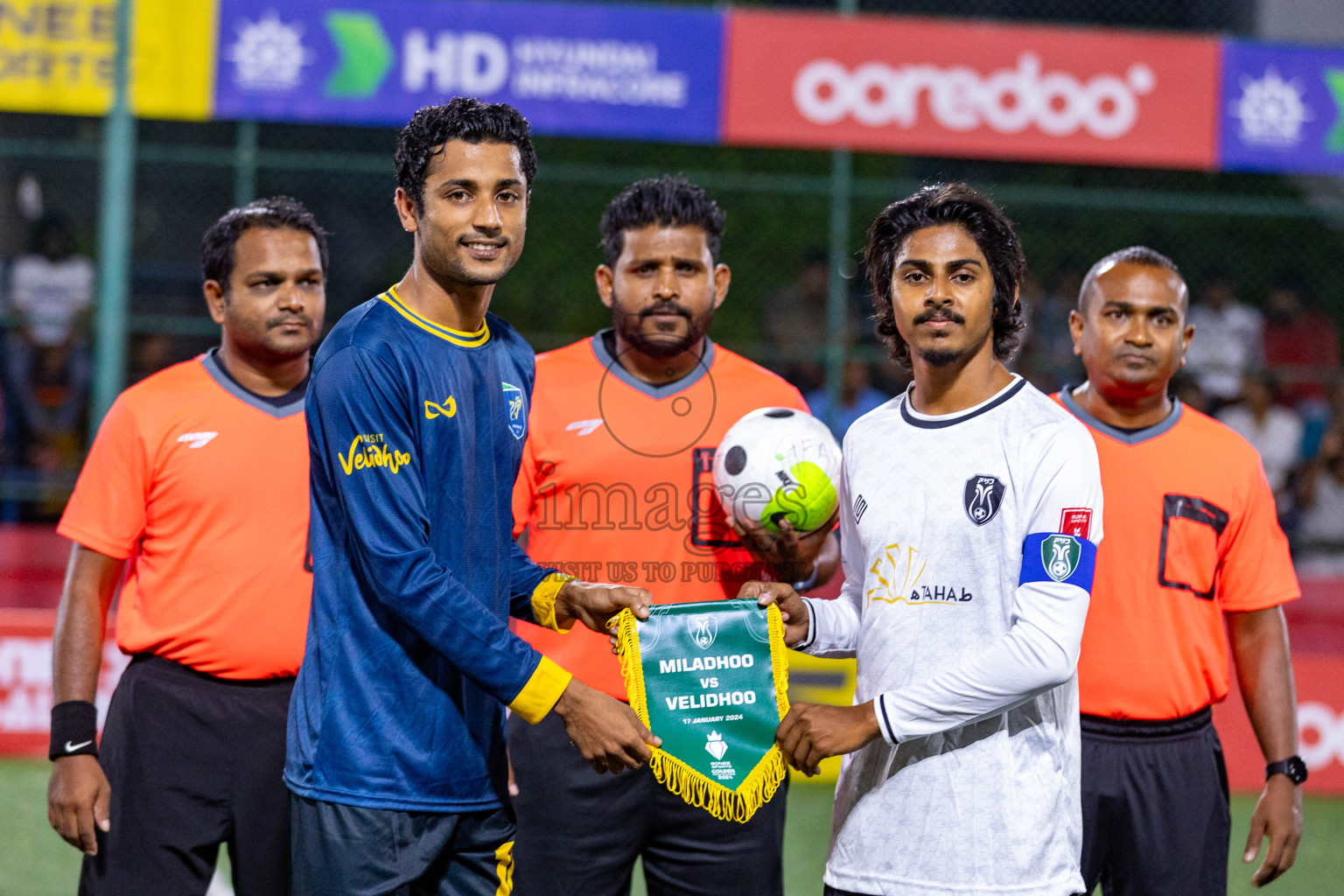 N Velidhoo vs N Miladhoo in Day 3 of Golden Futsal Challenge 2024 was held on Wednesday, 17th January 2024, in Hulhumale', Maldives
Photos: Ismail Thoriq / images.mv