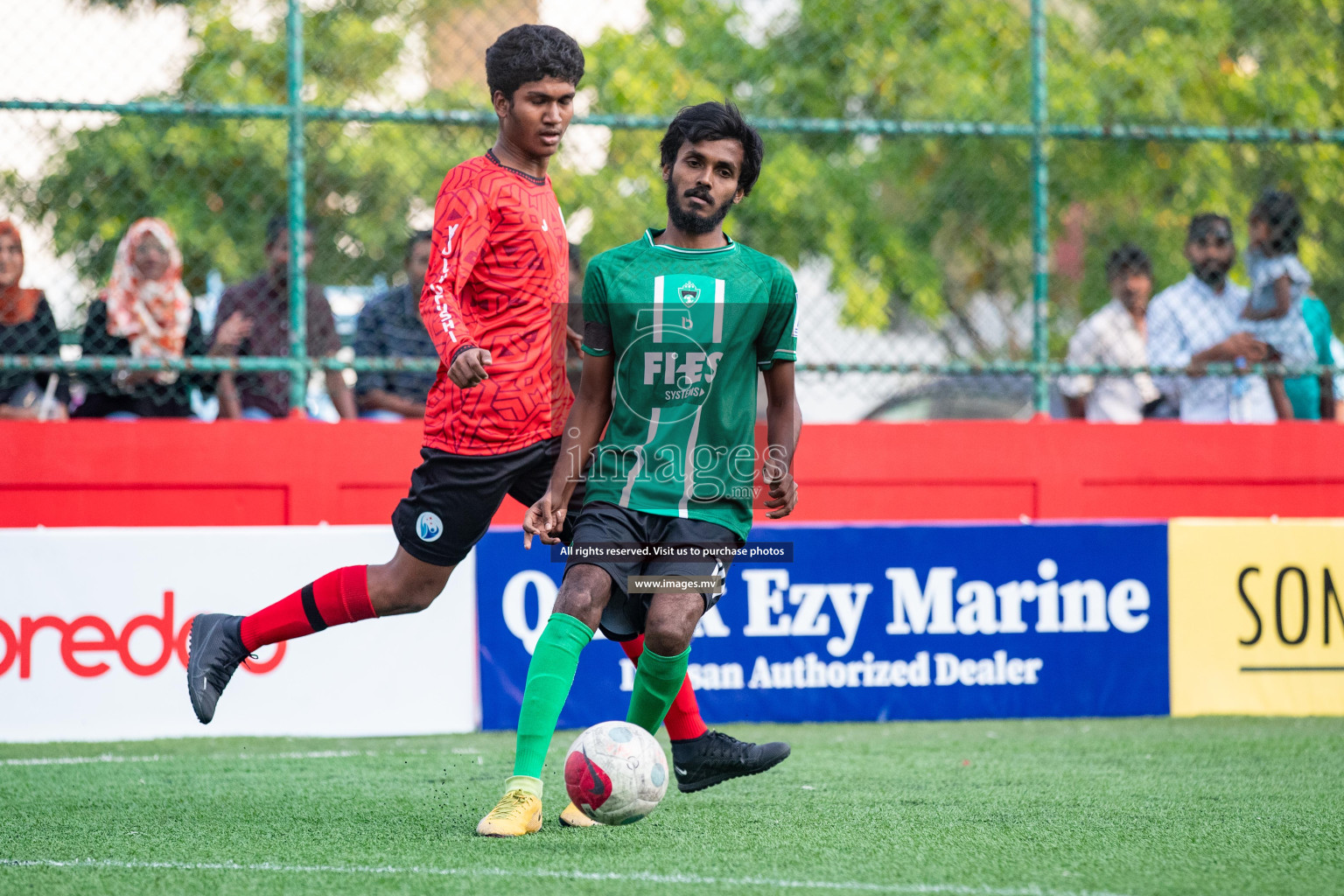 M. Maduvvari vs M. Kolhufushi in Day 6 of Golden Futsal Challenge 2023 on 10 February 2023 in Hulhumale, Male, Maldives